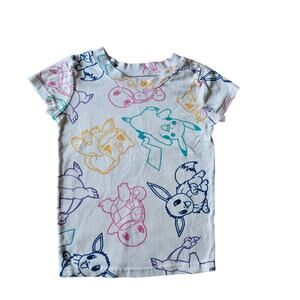 Pokemon Micro Fleece T Shirt Eevee Pikachu, White, Size:  10 Girls